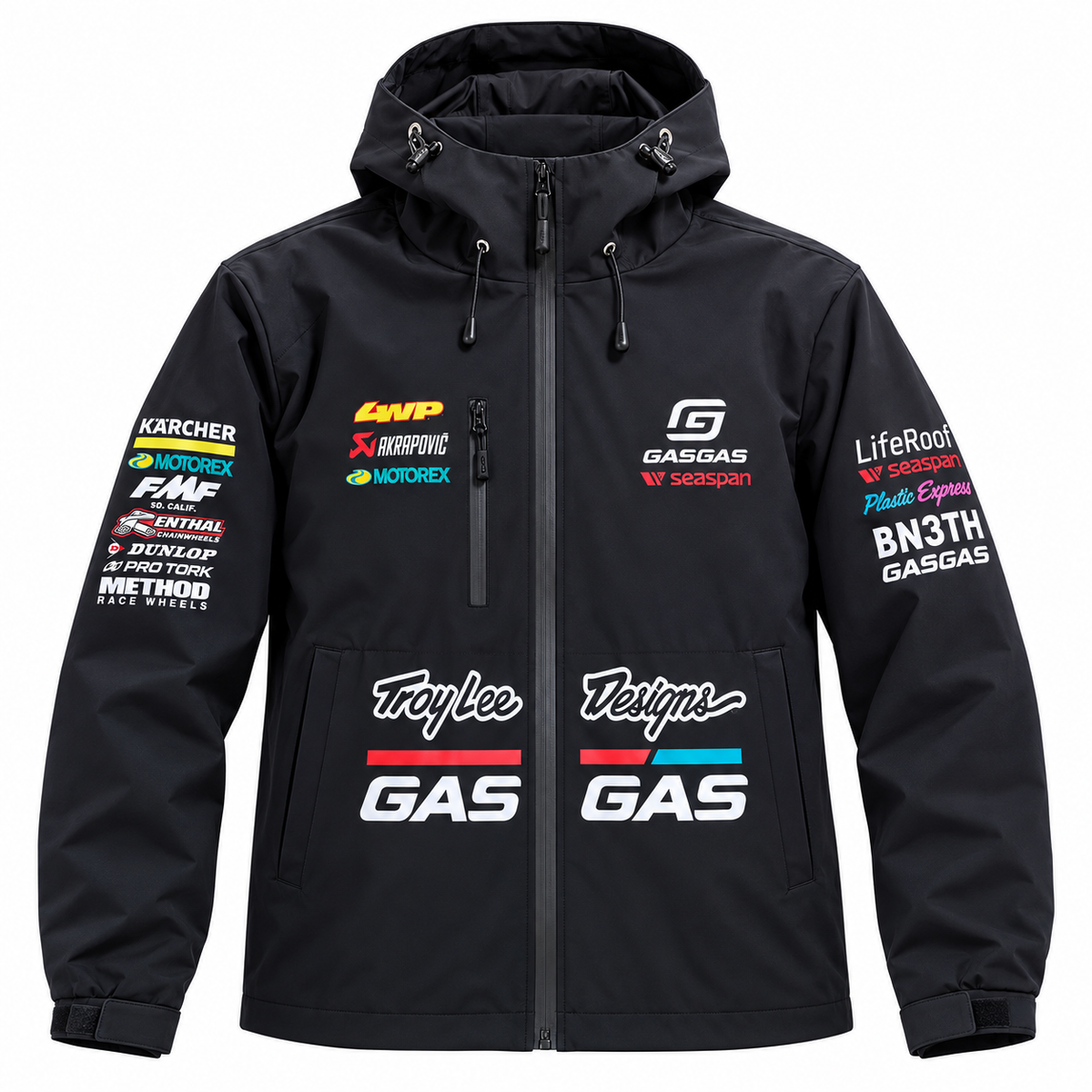 GASGAS Troy Lee Designs Colour Logo Hooded Water Resistant Jacket – Black