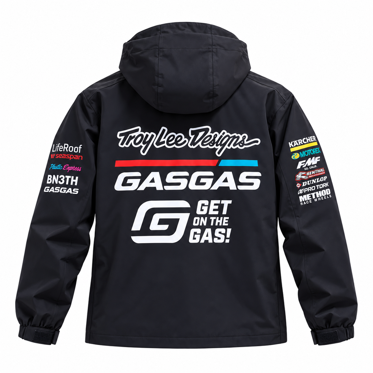 GASGAS Troy Lee Designs Colour Logo Hooded Water Resistant Jacket – Black